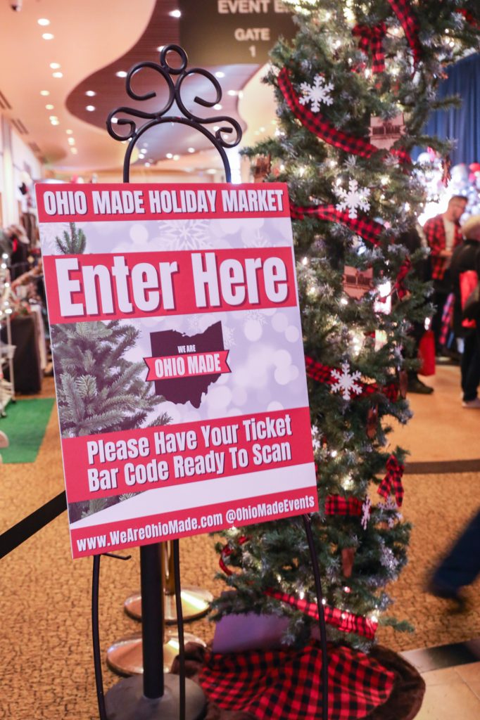 Enter Here photo from the Ohio Made Holiday Market. It is not your typical craft fair or craft show, it is a shopping party.